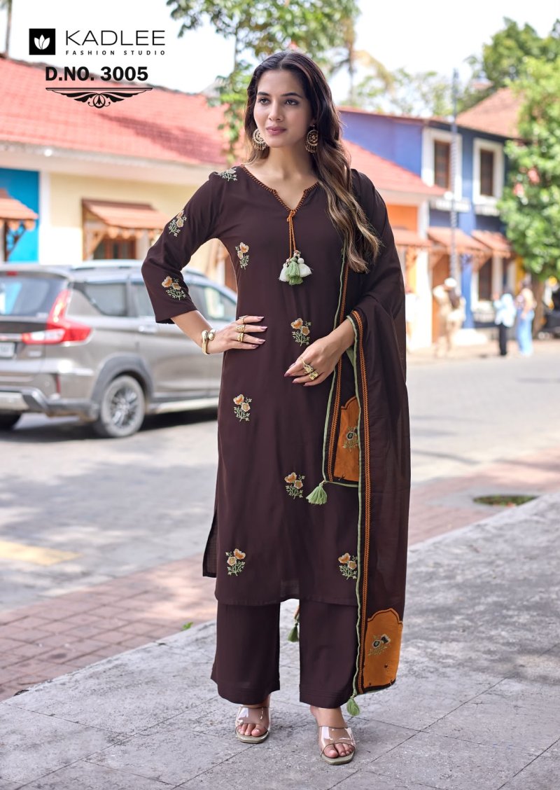 Vasant By Kadlee Heavy Rayon Kurti With Bottom Dupatta